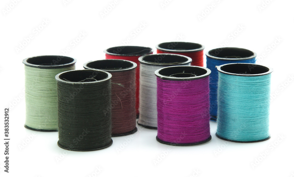 Colorful yarn on spool, yarn on tube, cotton, wool, linen thread Colorful yarn on spool, yarn on tube, cotton, wool, linen thread