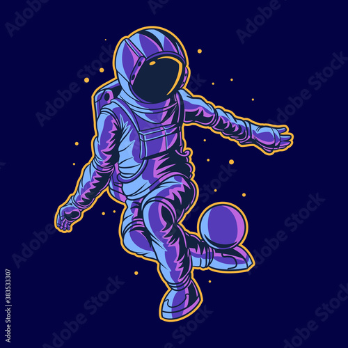 astronaut vector illustration freestyle on space