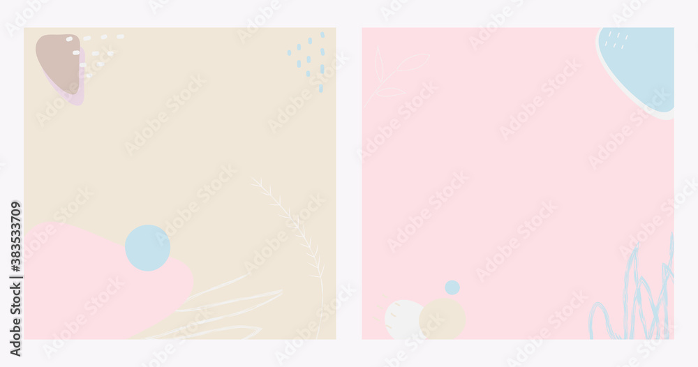 Vector set of abstract background design in winter colors and empty place for text. Template for banner, greeting card, xmas or New Year party invitation, post in social media, mailing, flyer.