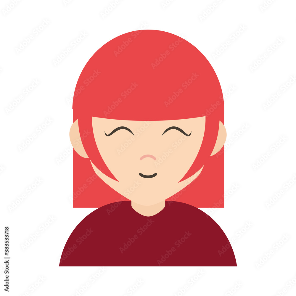 young woman close eyes cartoon character flat icon young woman close eyes cartoon character flat icon