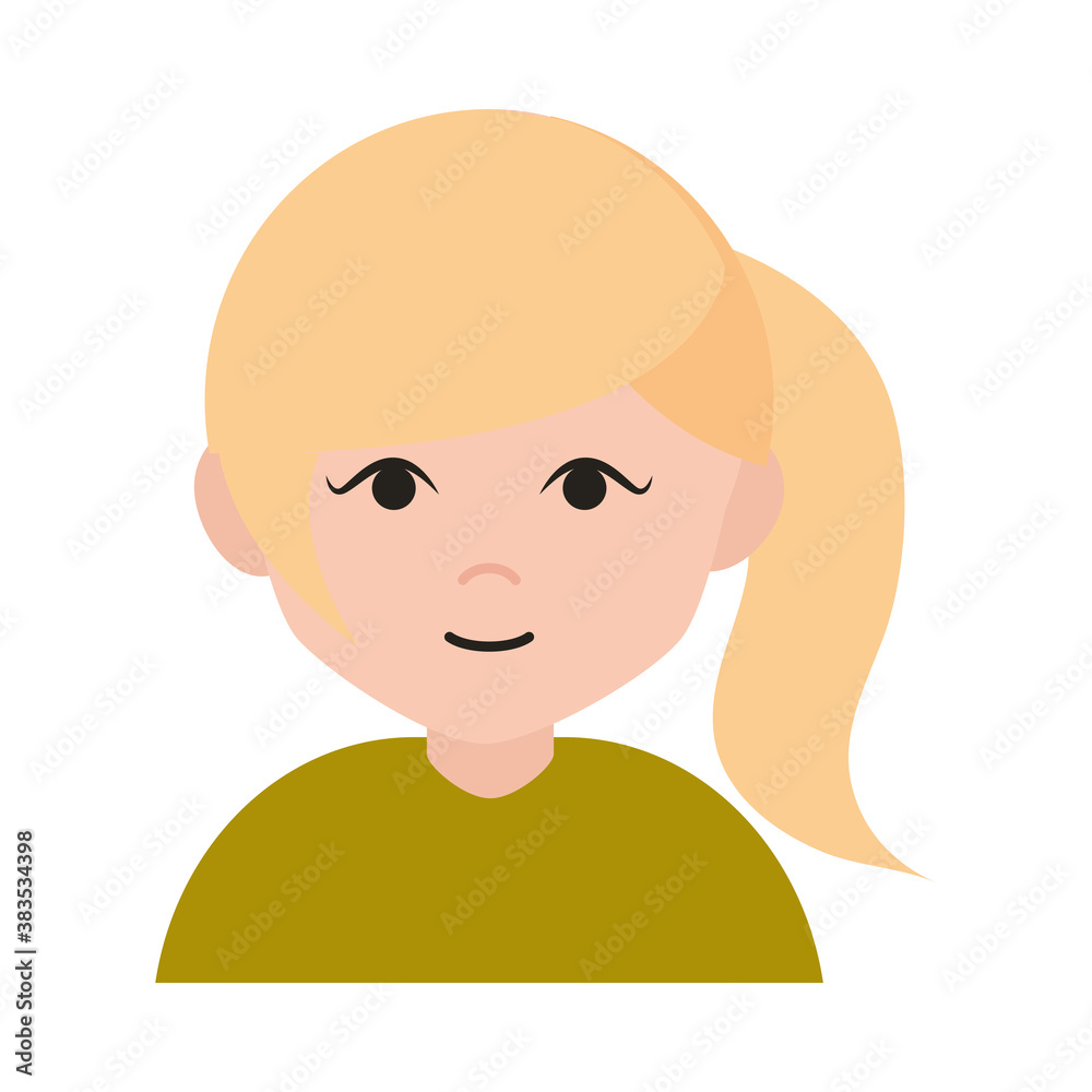 teen blonde ponytail hair cartoon flat icon teen blonde ponytail hair cartoon flat icon