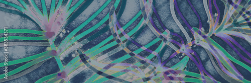 Wallpaper Mural Black Tropical Drawing. Grey Flora Design. Pink Torontodigital.ca