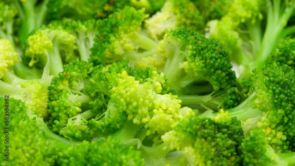 fresh broccoli close up rotating