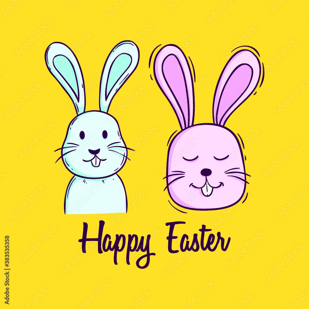 happy easter bunny with doodle style happy easter bunny with doodle style