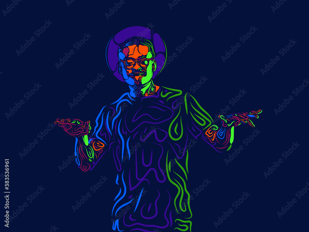 Groove. Singer, musician, artist man character. Abstract color illustration, line modern design. Contemporary artwork, copyspace. Concept of music, hobby, dance festival and holidays Groove. Singer, musician, artist man character. Abstract color illustration, line modern design. Contemporary artwork, copyspace. Concept of music, hobby, dance festival and holidays