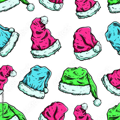 seamless pattern of christmas hat