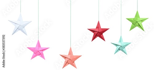 Haning origami paper stars with string