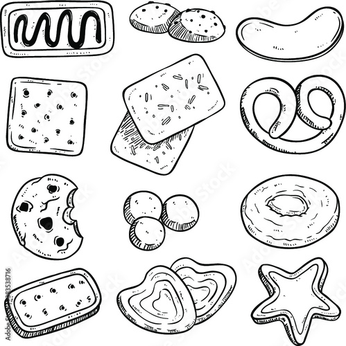 set of hand draw cookies