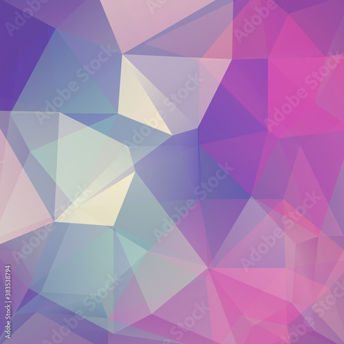 Abstract mosaic background. Triangle geometric background. Design elements. Vector illustration. Pink, blue, purple colors.