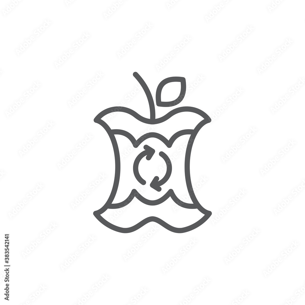 Organic food waste recycling vector icon symbol isolated on white background