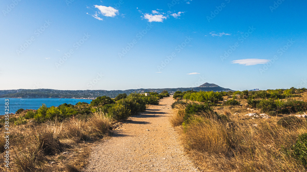 Beautiful path surrounding the coastline, in Jávea, Alicante (Spain)
