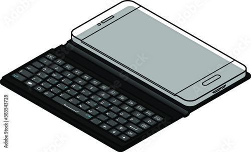 A flip-cover mobile phone case with a small keyboard