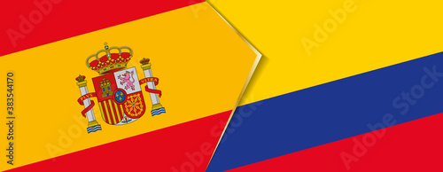 Spain and Colombia flags, two vector flags.