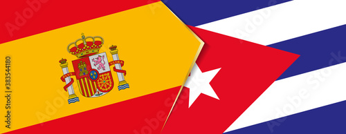 Spain and Cuba flags, two vector flags.