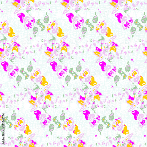 seamless pattern with hearts and flowers © Natalia