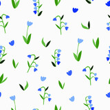 minimalistic seamless pattern with cute flowers