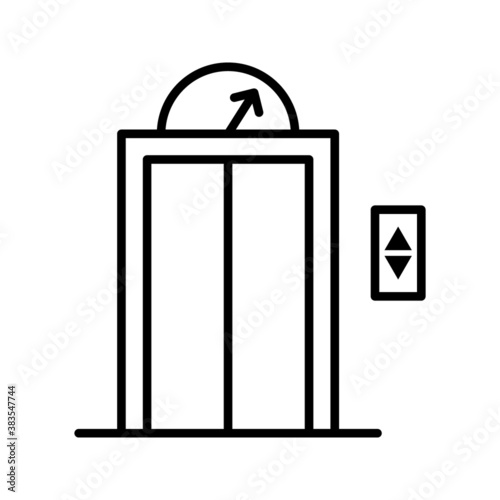 black thin line elevator icon for house or hotel. concept of home lift to apartment or trip to the top floor. simple flat linear trend modern logotype art graphic design