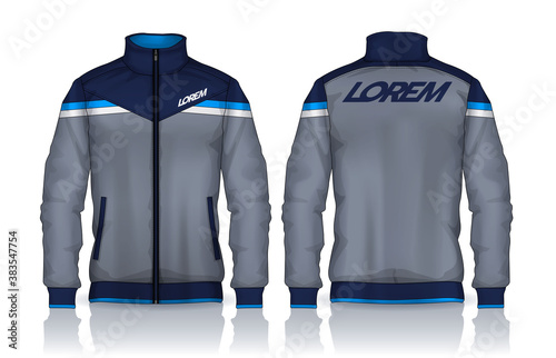 Jacket Design. Sportswear. Track front and back view