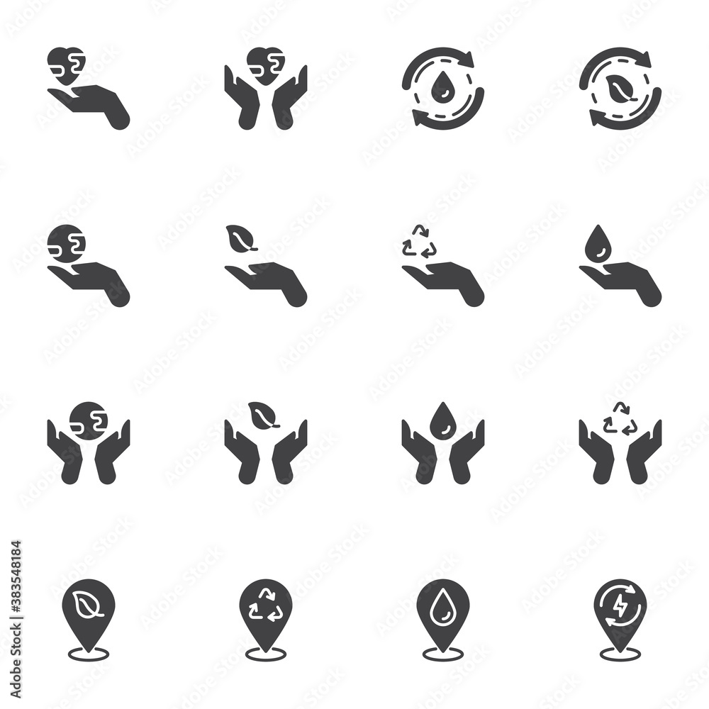 Eco and Environment vector icons set