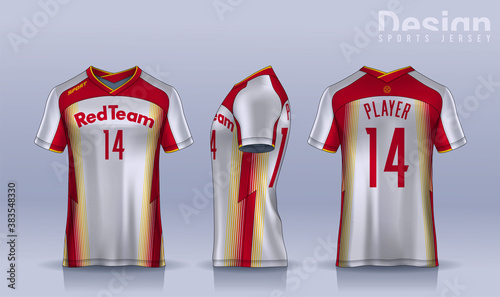 t-shirt sport design template, Soccer jersey mockup for football club. uniform front and back view.