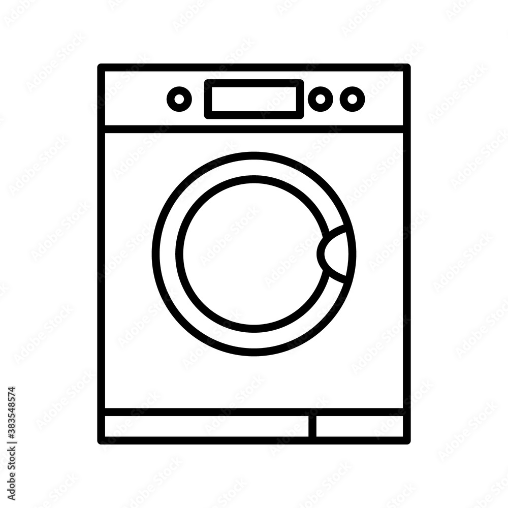black thin line washing machine icon. concept of device for cleaning clothes with soap-powder. stroke flat style trend modern logotype graphic art design illustration isolated black thin line washing machine icon. concept of device for cleaning clothes with soap-powder. stroke flat style trend modern logotype graphic art design illustration isolated