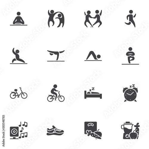 Healthy lifestyle vector icons set