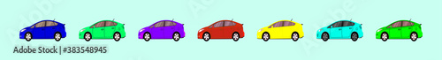 set of car cartoon icon design templates with various car models. vector illustration isolated on blue background