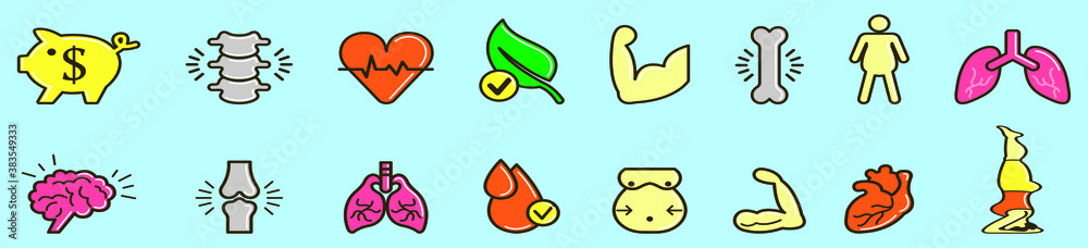 set of success cartoon icon design template with various models. vector illustration isolated on blue background