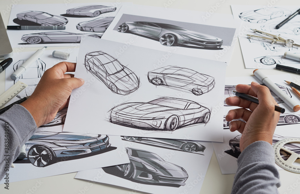 Premium Photo | Car design sketch with futuristic elements and sleek lines  created with generative ai