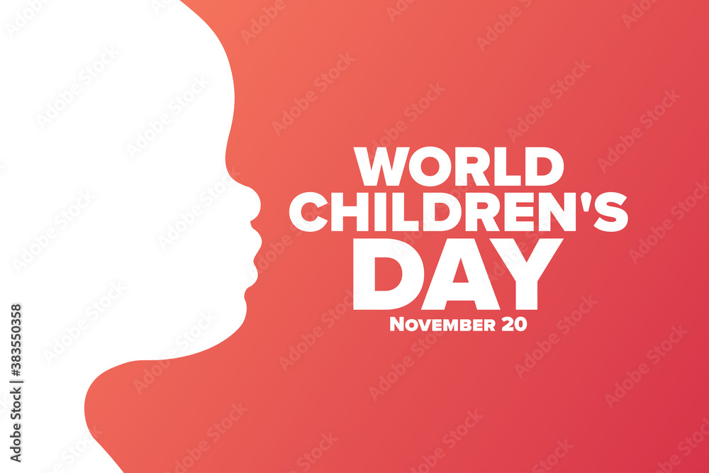 World Children's Day. November 20. Holiday concept. Template for background, banner, card, poster with text inscription. Vector EPS10 illustration.