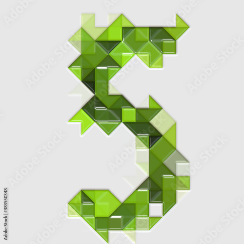 Glossy Tiles Green Numbers on white
