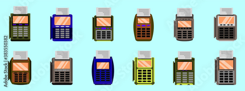 set of card reader cartoon icon design template with various models. vector illustration isolated on blue background