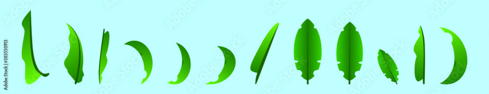 set of banana leaf cartoon icon design template with various models. vector illustration isolated on blue background set of banana leaf cartoon icon design template with various models. vector illustration isolated on blue background
