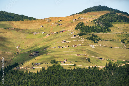 Scenic mountain village on a hillside of Karadeniz region in Turkey