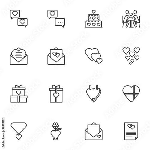 Love related line icons set