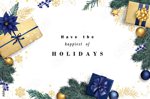 Stylish Christmas composition with gift boxes