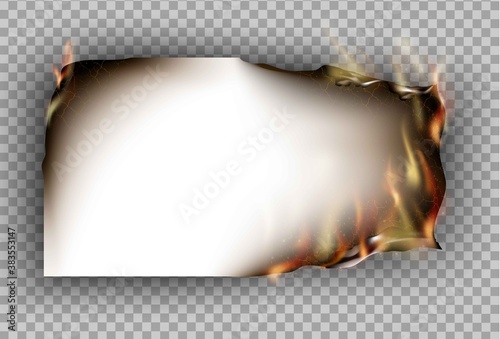 transparent design burning templates torn paper with fire