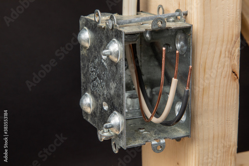 Canvas Print a residential construction project electrical outlet box showing non metalic wir