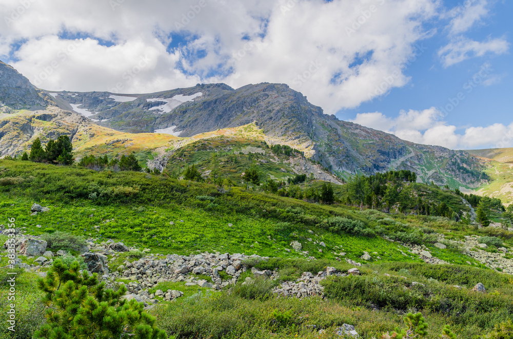 Scenic nature on the way to the top of the mountain