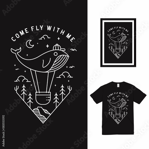 Come Fly High Line Art T shirt Design