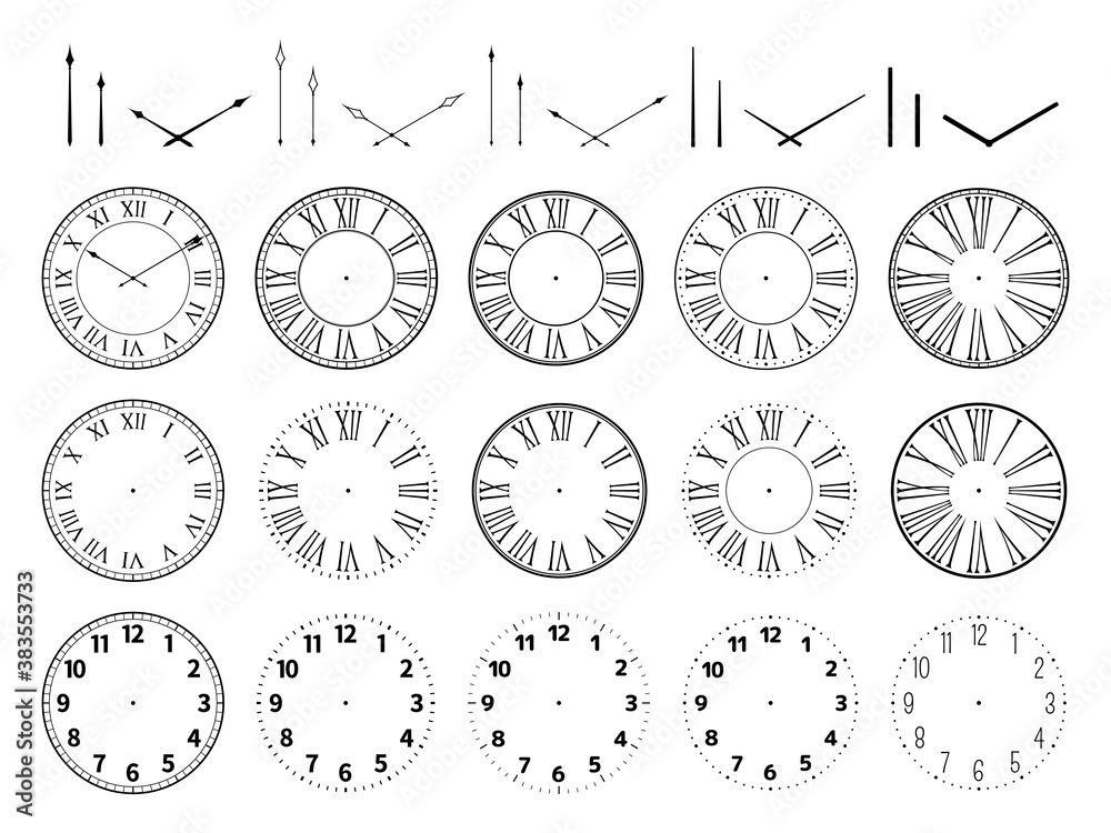 時計の文字盤と針のシルエット素材 アンティーク イラスト 中心あり Stock Vector Adobe Stock