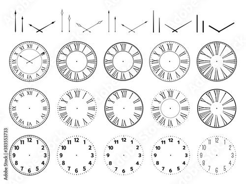 時計の文字盤と針のシルエット素材_アンティーク_イラスト_中心あり photo