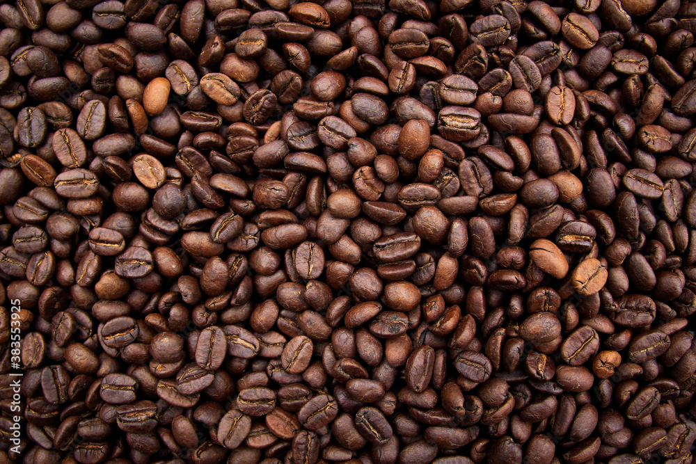 Fototapeta premium Roasted Coffee Beans background texture. 