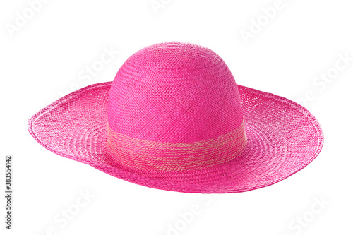 Pink color hat isolated on background