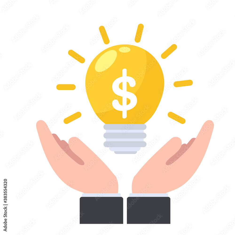 A bright light bulb The inside is a symbol of the dollar. Ideas to make money from creativity. A bright light bulb The inside is a symbol of the dollar. Ideas to make money from creativity.