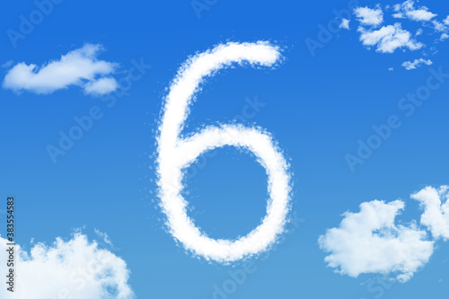 cloud shape of number six on blue sky