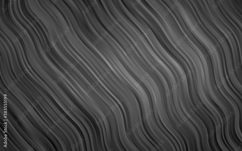 Dark Black vector background with curved circles.