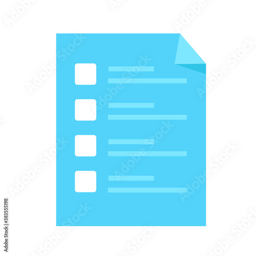 Vector document file with fields for checklist. Isolated on white background. © anuwat