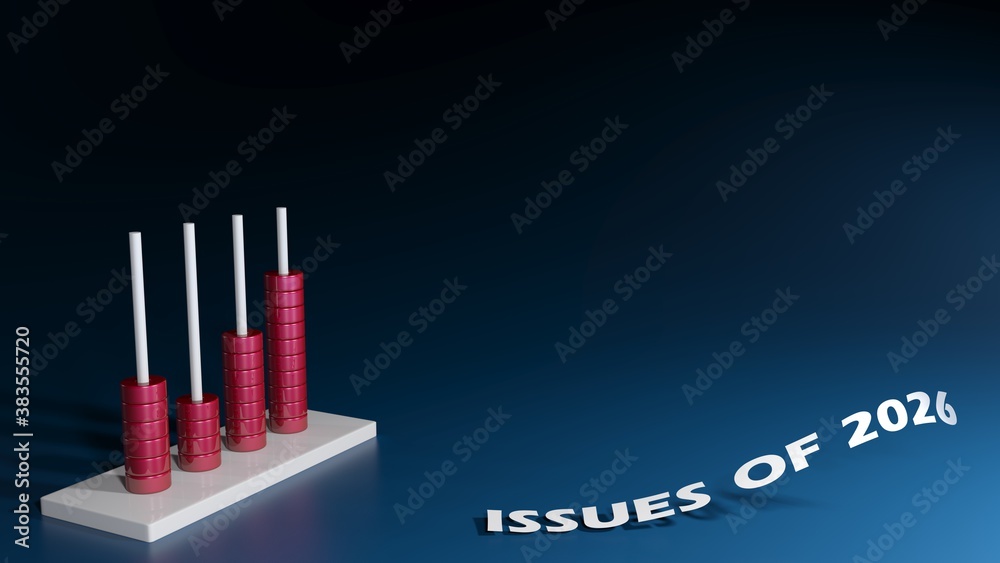 Fototapeta premium Blue background with abacus for ISSUES OF 2026 - 3D Rendering illustration