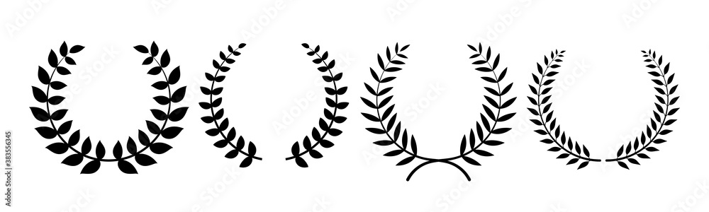 Laurel Wreath vector set. Frame for design. Branches with leaves.